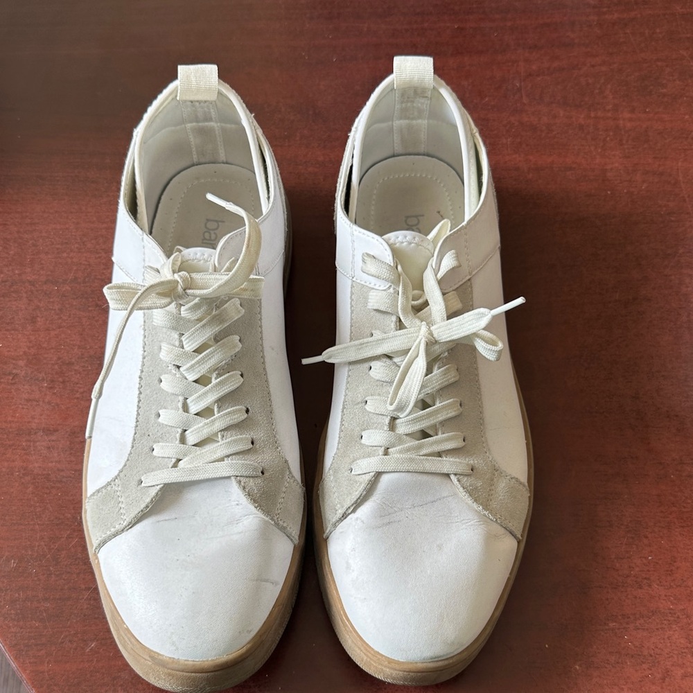Bar III White and Tan Low-Top Lace-Up Sneakers